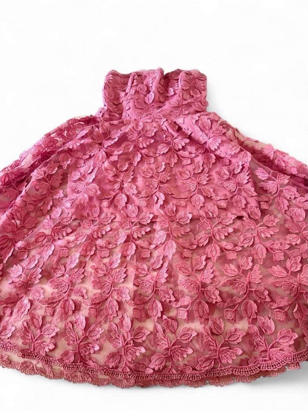 HELSI Pink Juliette Floral Appliqué Embroidered Tulle Midi Cocktail Dress L NWT